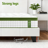 Artiss Double Bed Frame Platform White PVC Leather Hybrid Mattress Modern