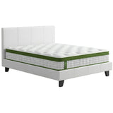 Artiss Double Bed Frame Platform White PVC Leather Hybrid Mattress Modern