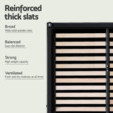 Artiss Gas Lift Queen Bed Frame and Bedside Table Set Leather Black