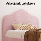 Artiss King Single Storage Bed Frame Velvet with Bedside Table Pink