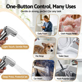Cefito Handheld Bidet Sprayer for Toilet 1.5m Stainless Steel Hose Jet Spray for Feminine Wash Cloth Diaper Pet Bath Adjustable Pressure Bidet Attachment with G1/2 Valve Silver