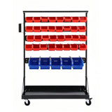 Giantz 74 Bins Storage Rack Double Sided Mobile Garage Workshop Tools Organizer