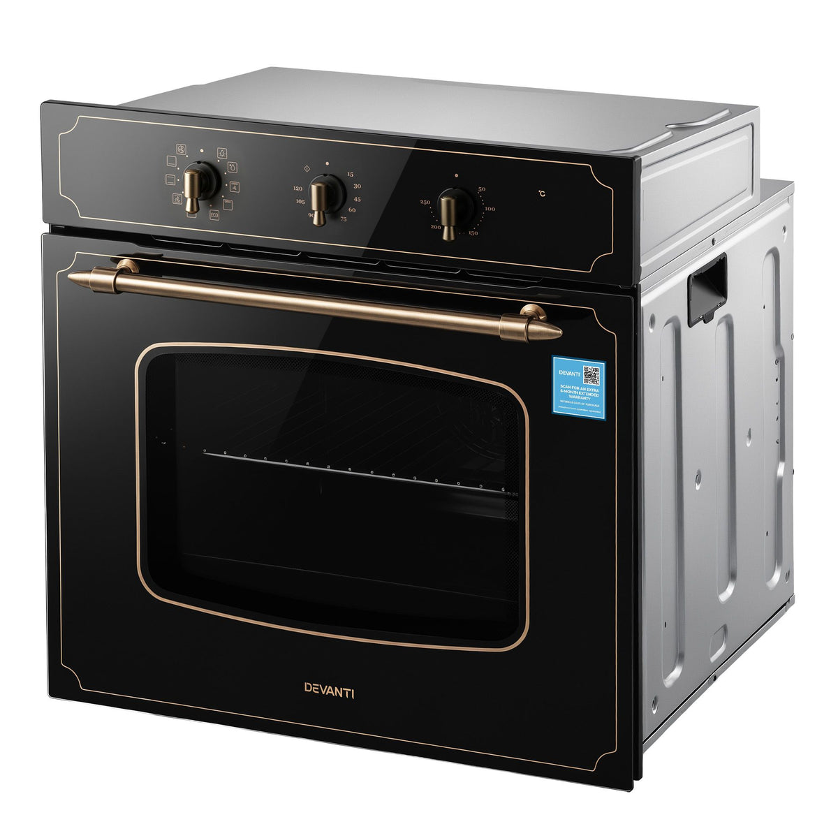 Devanti 60cm Built-In Electric Oven 80L Gross 9 Functions Black