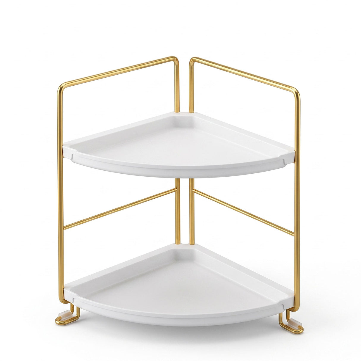Artiss Bathroom Corner Shelf Countertop Organiser Vanity Storage Rack White Gold