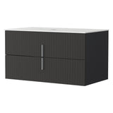 Cefito Vanity Unit 900mm Bathroom Cabinet Storage Wall Hung Black Timber Front