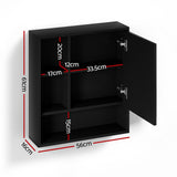 Cefito Bathroom Mirror Cabinet Mirrored Medicine Adjustable Shelf Wall Mounted 560mm Black