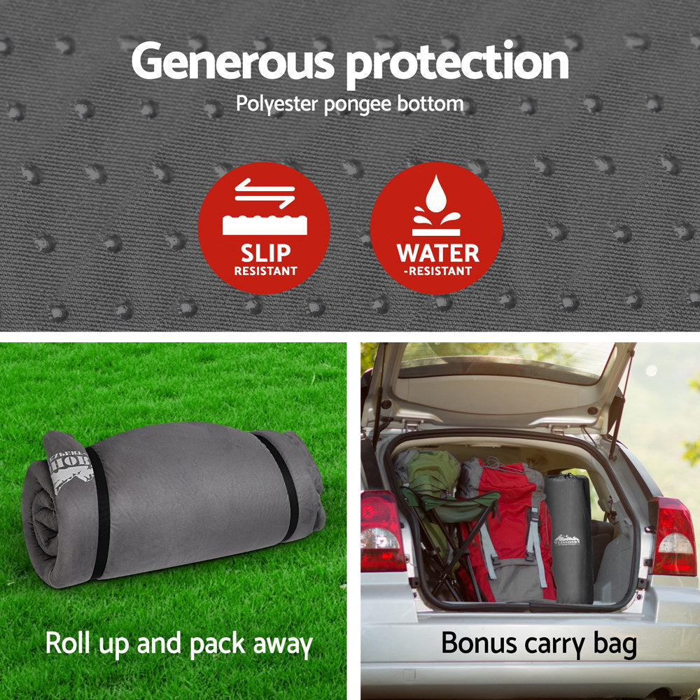 Weisshorn Self Inflating Mattress 10CM Camping Sleeping Mat Air Double Grey
