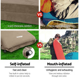 Weisshorn Self Inflating Mattress Camping Sleeping Mat Air Bed Double Set Coffee