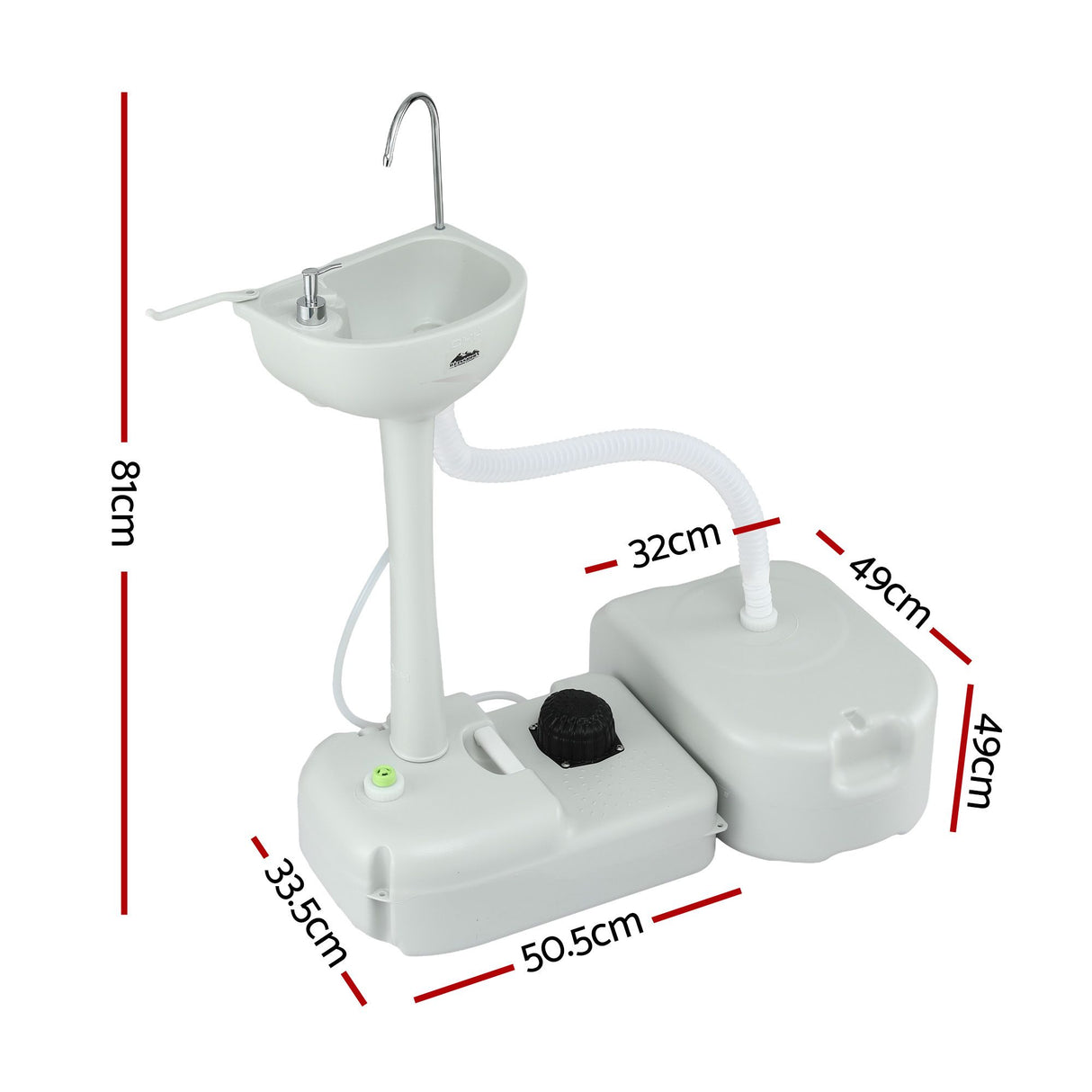 Weisshorn Camping Basin Portable Hand Wash Sink Stand 43L Capacity