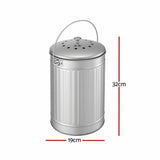 Gardeon Compost Bin Kitchen Countertop Food Waste Caddy 6L Silver