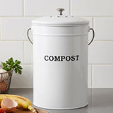 Gardeon Compost Bin Kitchen Compost Caddy Food Waste Bin Bench White