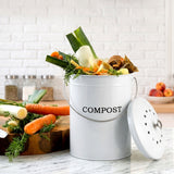 Gardeon Compost Bin Kitchen Compost Caddy Food Waste Bin Bench White