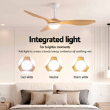 Devanti 52'' Ceiling Fan DC Motor w/Light w/Remote - Wood