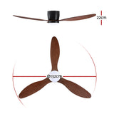 Devanti 52'' Ceiling Fan DC Motor w/Light w/Remote - Dark Wood