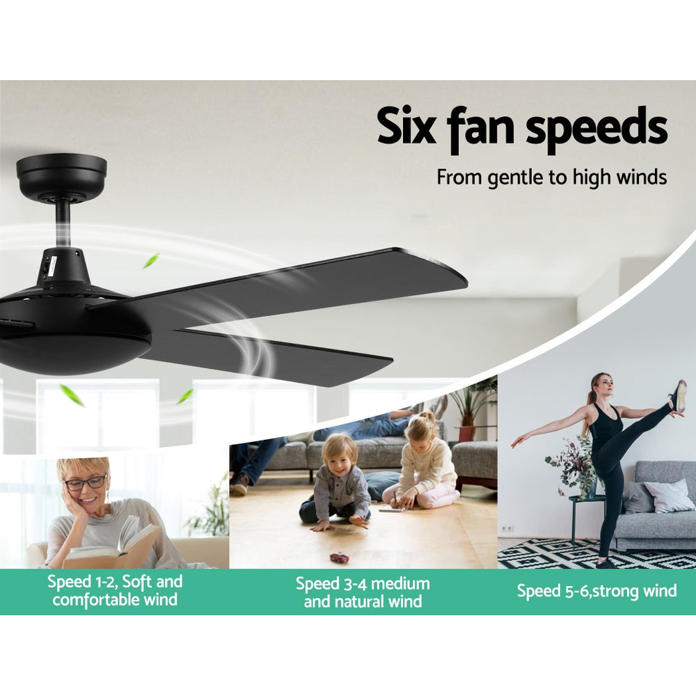 Devanti 52'' Ceiling Fan DC Motor 4 Blades w/Remote - Black