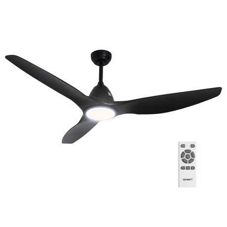 Devanti 64 Inch Ceiling Fan DC Motor w/Light w/Remote - Black