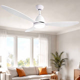 Devanti 48" Ceiling Fan with LED Light Remote Control DC Motor White