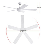 Devanti 52'' Ceiling Fan 5 Blades DC Motor w/Light w/Remote White