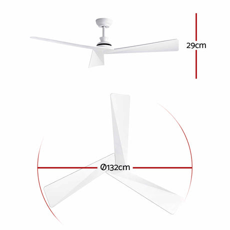 Devanti 52" Ceiling Fan Modern Minimalism 3 Blades 6 Speeds DC Motor Remote