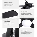 Devanti 52'' Ceiling Fan AC Motor w/Light w/Remote - Black
