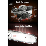 Giantz 58cc Petrol Chainsaw 20 Inch Bar Chain Saw Tree Pruner 2 Stroke E-Start