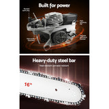Giantz Chainsaw Petrol 45CC 16" Bar Commercial E-Start Pruning Chain Saw 1.7kW