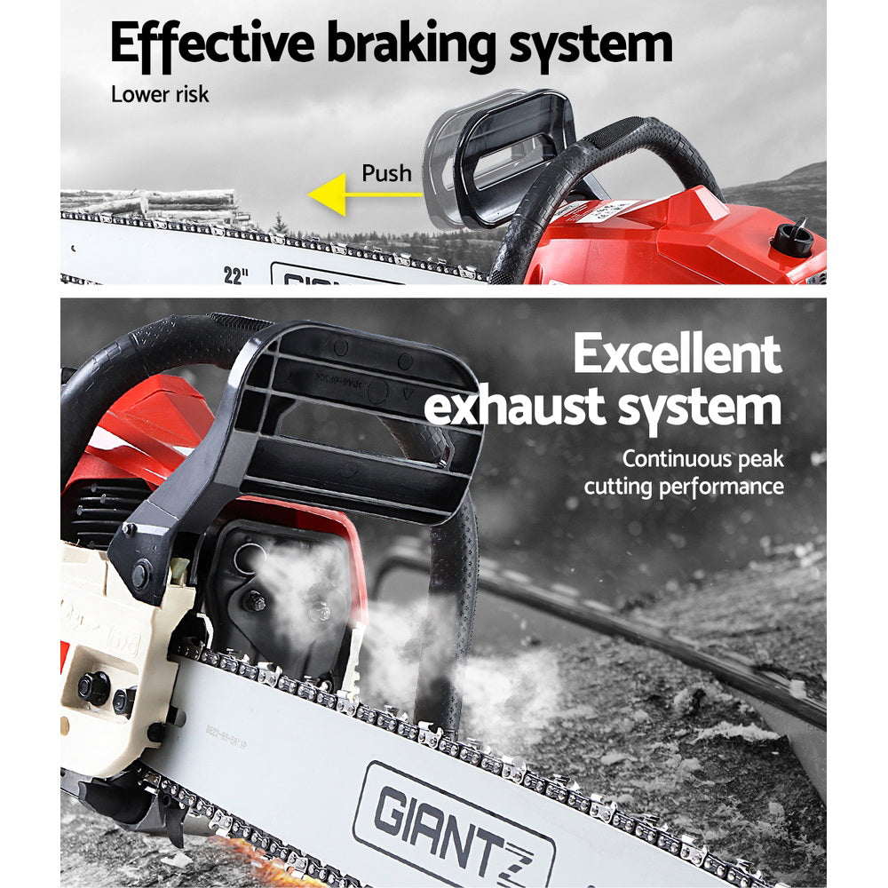 Giantz Chainsaw Petrol 45CC 18" Bar Commercial E-Start Pruning Chain Saw