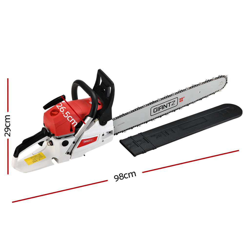 Giantz Chainsaw Petrol 62CC 22" Bar Commercial E-Start Pruning Chain Saw