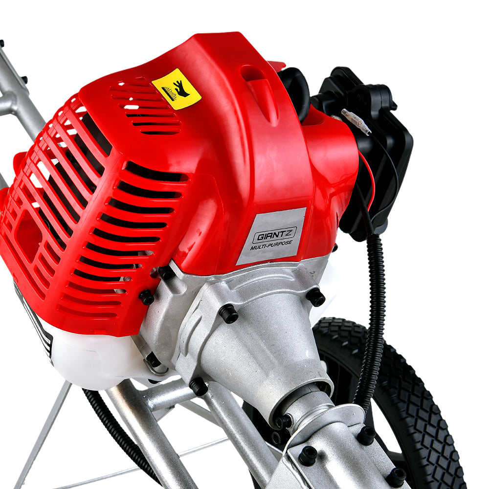 Giantz 52cc Petrol Brush Cutter Whipper Saw Trimmer 2 Stroke 3-in-1 Wheel