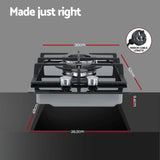 Devanti Gas Cooktop 30cm 2 Burner Built-in Stove Glass Cook Top NG LPG Wok Burner