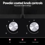 Devanti Gas Cooktop 30cm 2 Burner Built-in Stove Glass Cook Top NG LPG Wok Burner