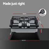 Devanti Gas Cooktop 30cm 2 Burner Built-in Stove Glass Cook Top NG LPG Wok Burner