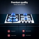 Devanti Gas Cooktop 60cm 4 Burner Silvir