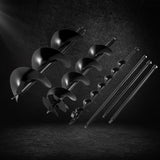Giantz Post Hole Digger Auger Drill Bit Set 100mm 200mm 300mm Carbon Steel Black