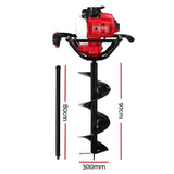 Giantz Post Hole Digger 300mm Petrol Drill Extension Auger Bits