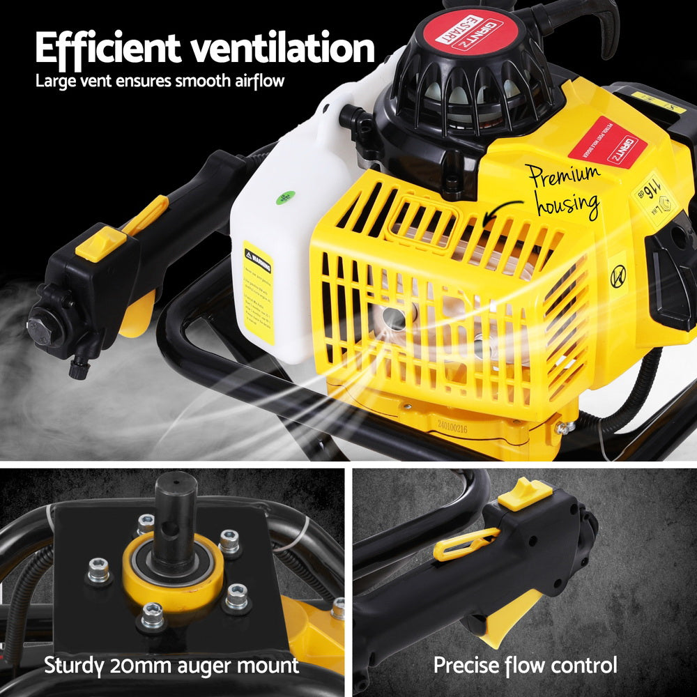 Giantz Post Hole Digger Motor Only Petrol Engine Yellow