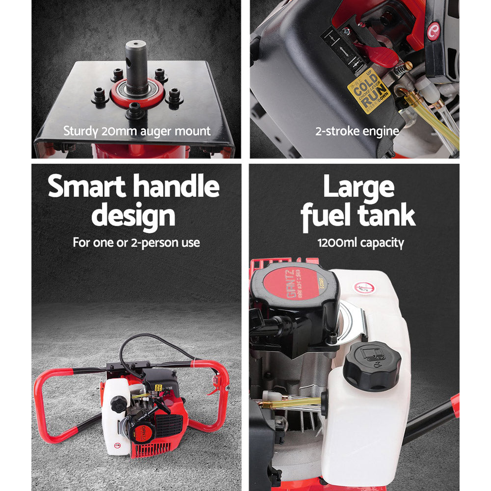 Giantz Post Hole Digger Motor Only Petrol Engine Red