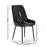 Artiss 4x Dining Chairs Retro PU Leather Kitchen Lounge Cafe Accent Chair Black
