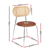 Artiss 4x Dining Chairs PU Leather Rattan Kitchen Lounge Cafe Accent Chair Brown