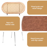 Artiss 4x Dining Chairs PU Leather Rattan Kitchen Lounge Cafe Accent Chair Brown