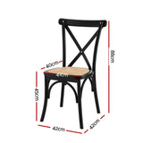 Artiss 2x Dining Chairs Rattan Wooden Kitchen Accent Chair Cafe Lounge Rubber Wood