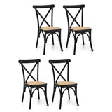 Artiss 4x Dining Chairs Rattan Wooden Kitchen Accent Chair Cafe Lounge Rubber Wood