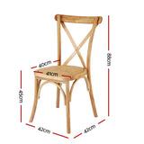 Artiss 2x Dining Chairs Rattan Wooden Kitchen Accent Chair Cafe Lounge Rubber Wood