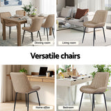 Artiss 4x Dining Chairs Retro PU Leather Kitchen Lounge Cafe Accent Chair Khaki