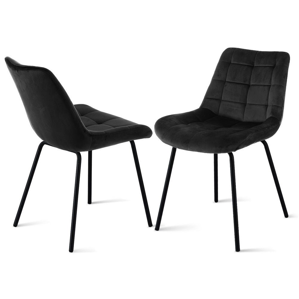 Artiss 2x Dining Chairs Velvet Tufted Kitchen Lounge Cafe Accent Chair Black