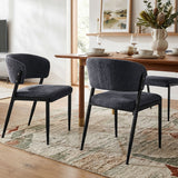 Artiss Dining Chairs Set of 2 Linen Fabric Soft Upholstered Chairs Charcoal
