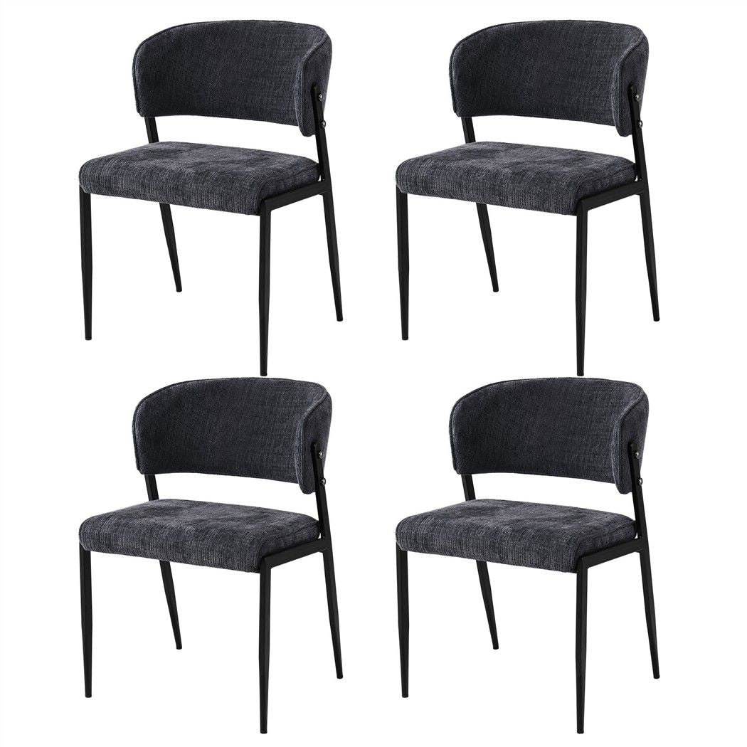 Artiss Dining Chairs Set of 4 Linen Fabric Soft Upholstered Chairs Charcoal