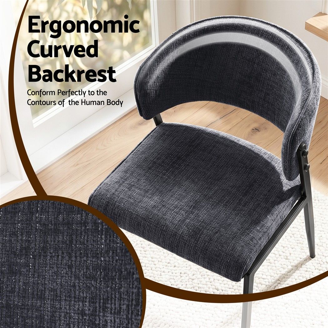 Artiss Dining Chairs Set of 4 Linen Fabric Soft Upholstered Chairs Charcoal