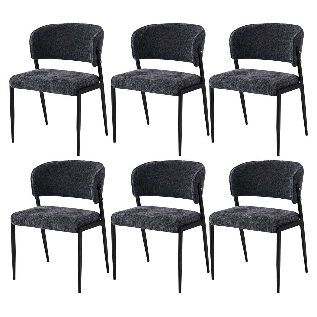 Artiss Dining Chairs Set of 6 Linen Fabric Soft Upholstered Chairs Charcoal