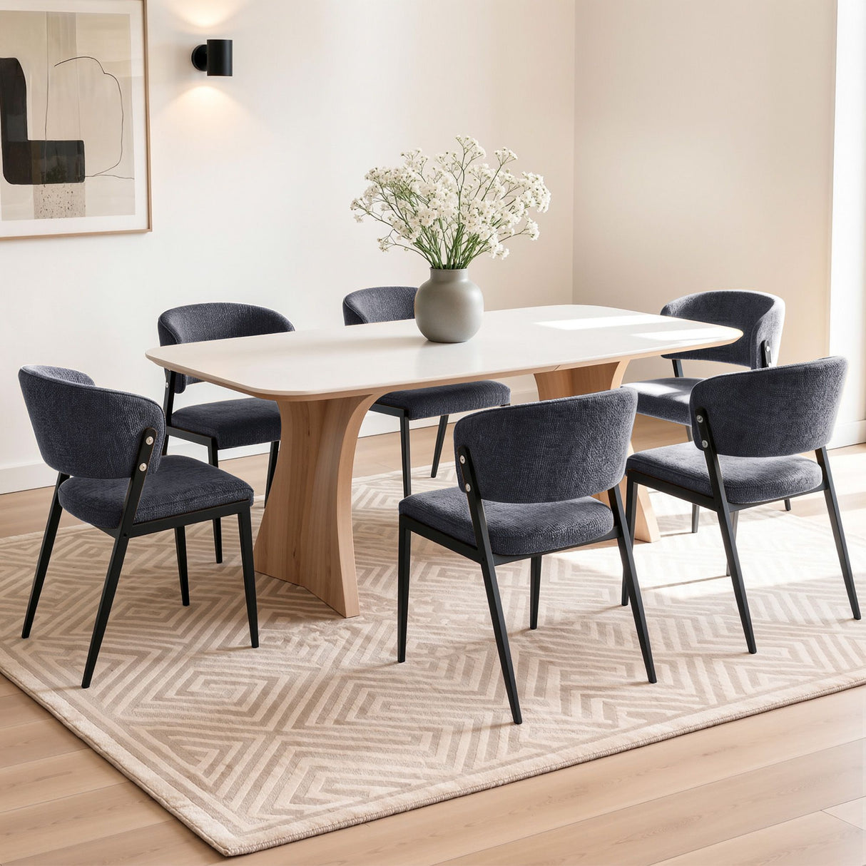 Artiss Dining Chairs Set of 6 Linen Fabric Soft Upholstered Chairs Charcoal